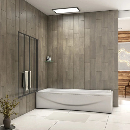 Matt Black 4 Fold Folding Bath Screen Shower Bathroom 4mm Glass Panel 1000x1400 CorbyCart