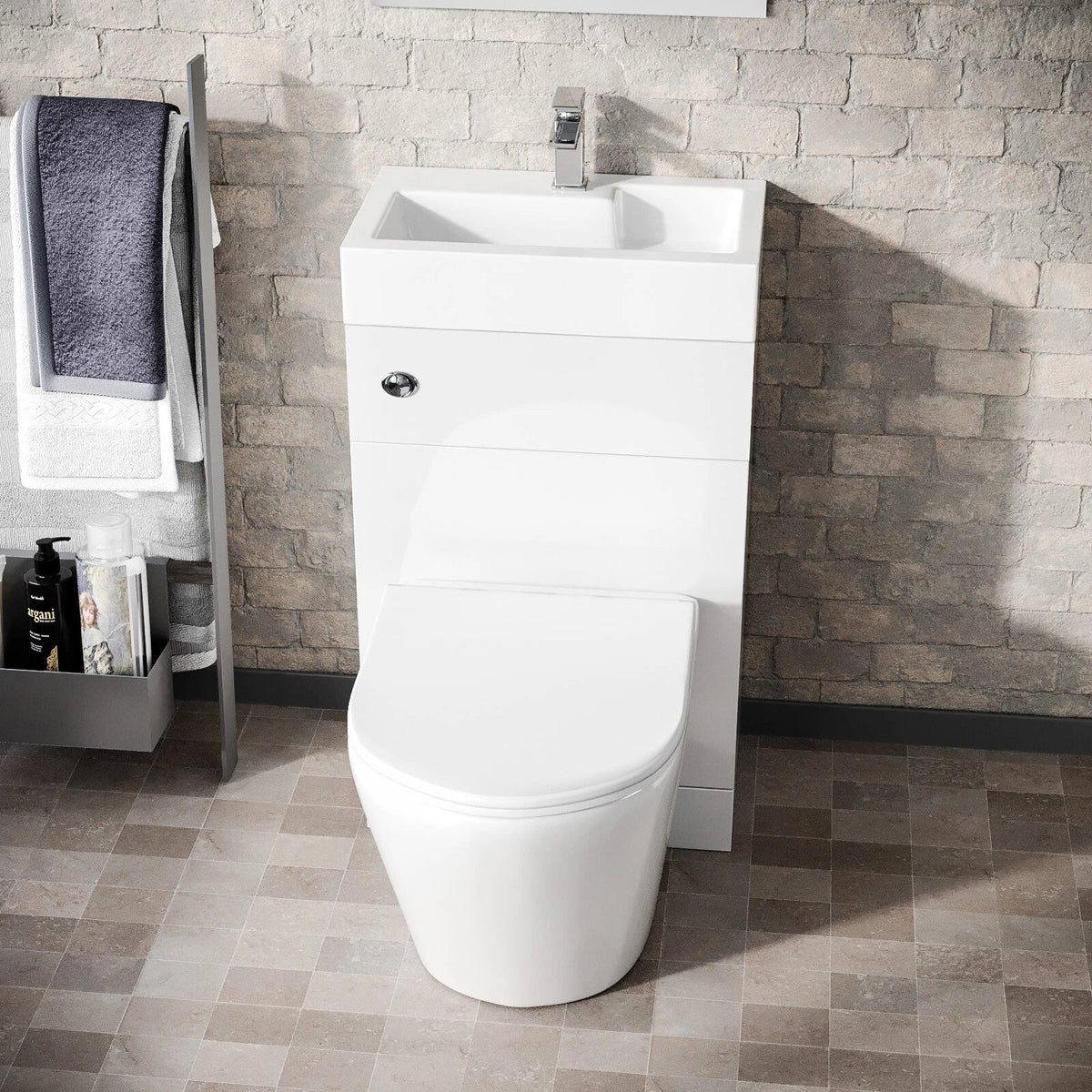 Debra 2 in 1 Compact Basin and BTW Rimless Toilet Combo Space Save Cloakroom CorbyCart