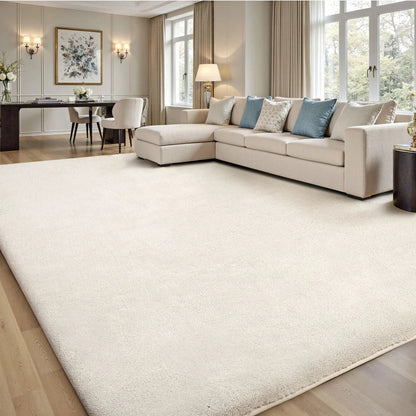 Cream Fluffy Anti-Slip Mat Living Room Bedroom Rug Carpet CorbyCart