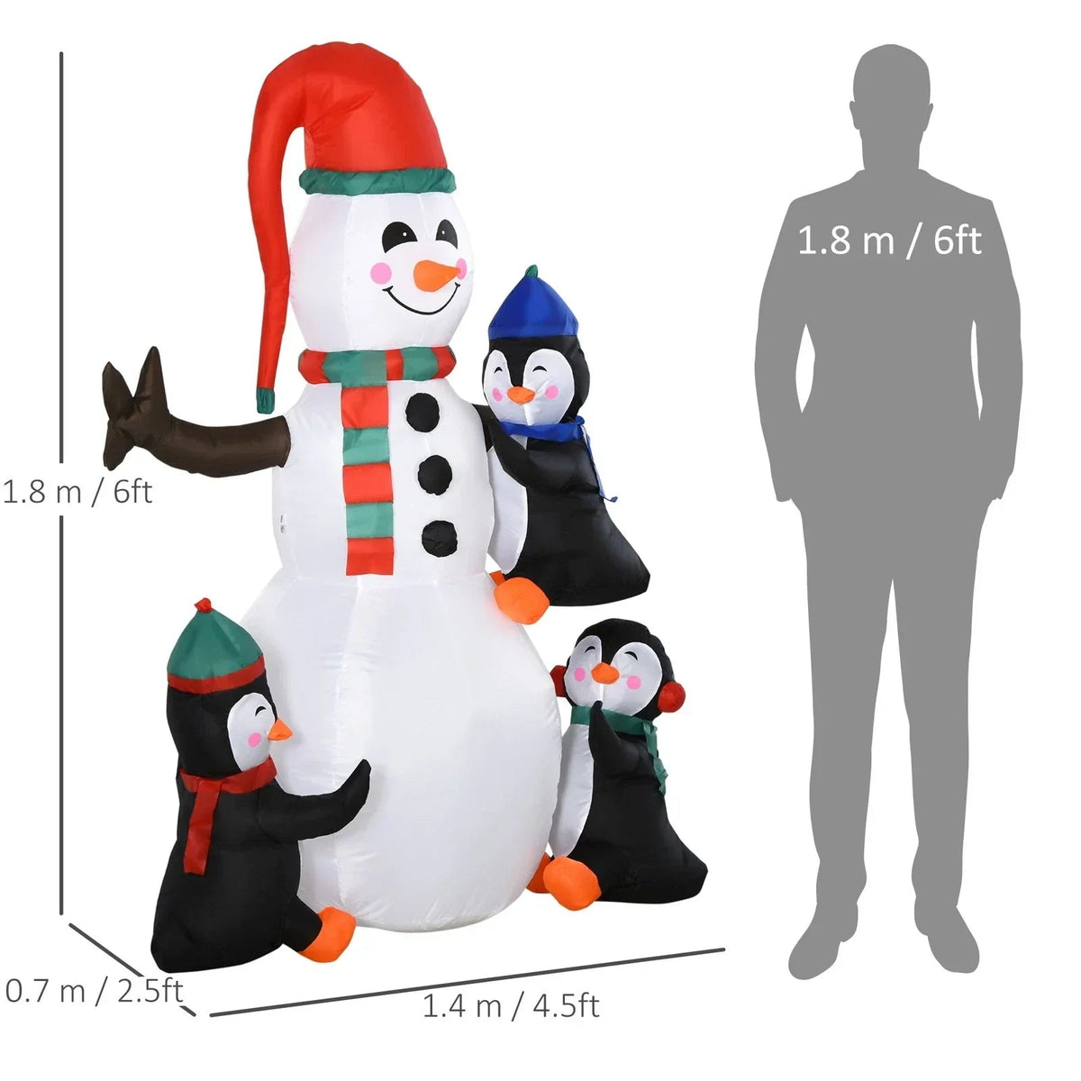 6ft Inflatable Christmas Decoration Snowman Three Penguins LED Lighted Outdoor CorbyCart