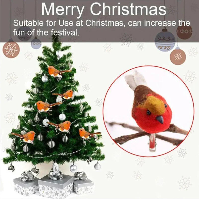 6/12x Clip On Christmas Robins Cute Festive Xmas Tree Bird Decoration Ornament CorbyCart