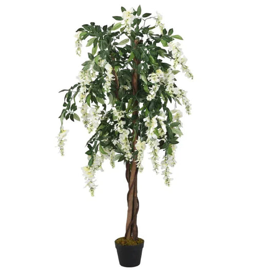 Artificial Wisteria Tree Artificial Plant 840 Leaves Green and White Corbycart