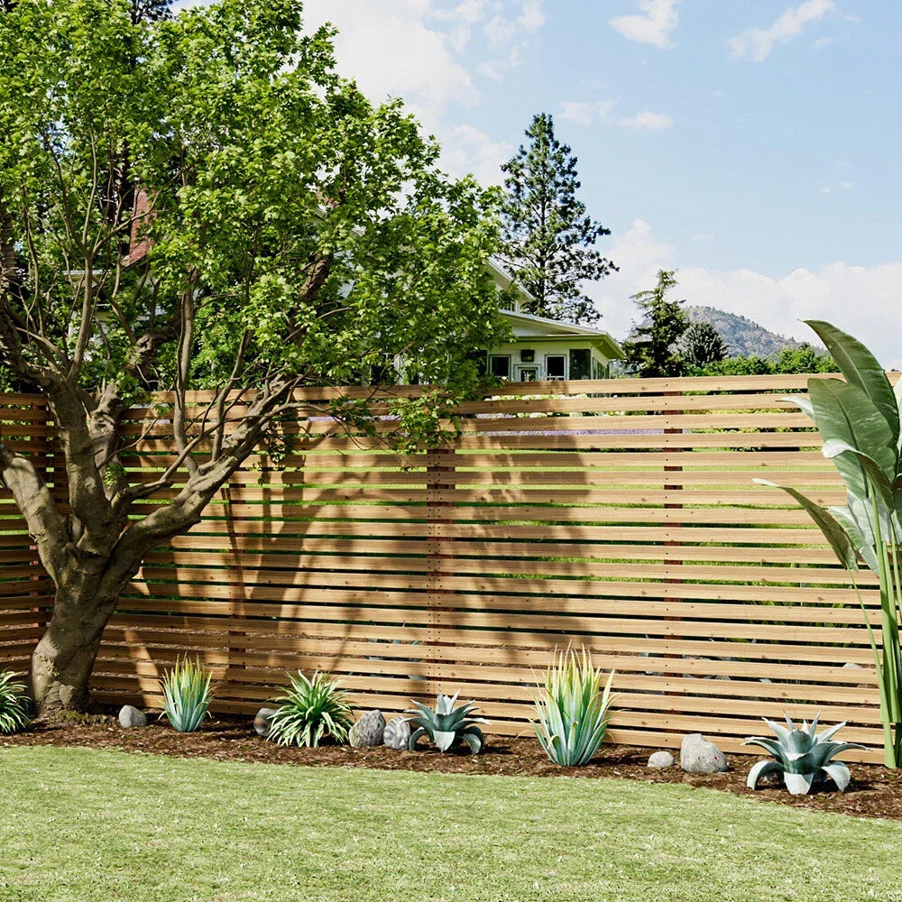 6ft Contemporary Slatted Rough Sawn Treated Fence Panel Corbycart