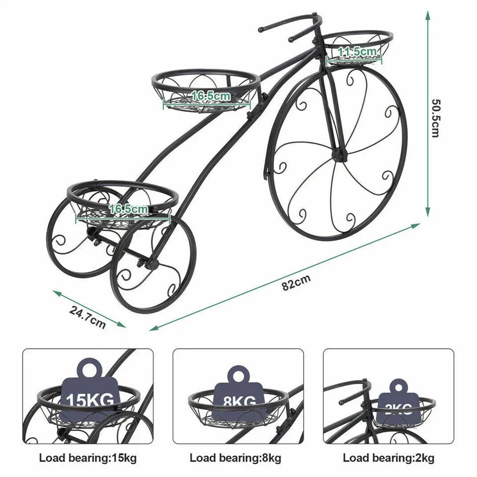Bicycle Planter Metal Plant Stand Garden Bike Flower Pot Cart Holder Basket Deco Corbycart