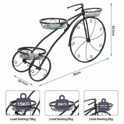 Bicycle Planter Metal Plant Stand Garden Bike Flower Pot Cart Holder Basket Deco Corbycart