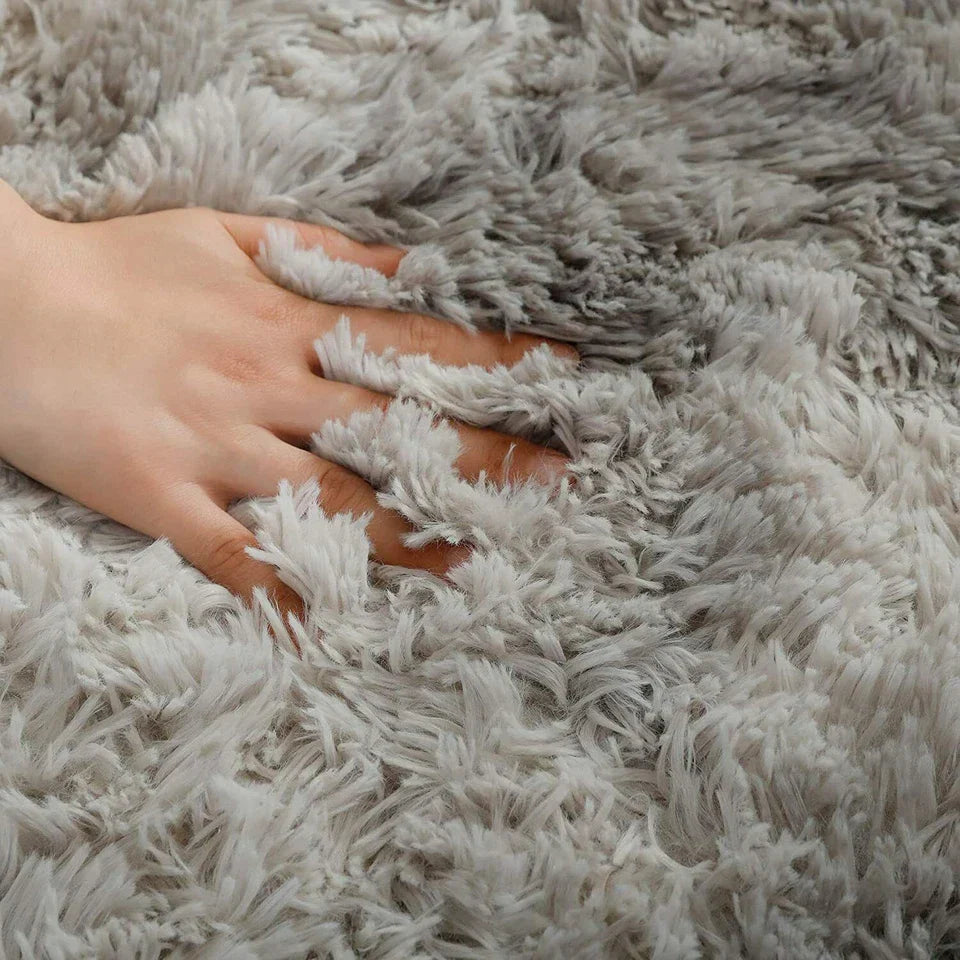 120x170cm Silver Grey fluffy rug CorbyCart