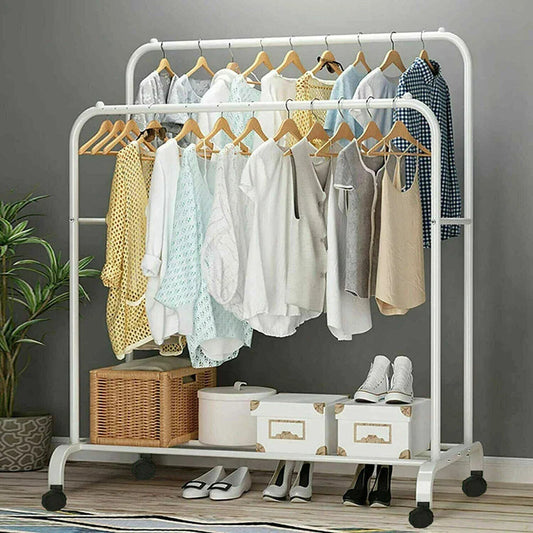 Industrial Pipe Garment Rack Coat Stand Rolling Clothe Rails CorbyCart