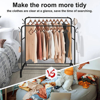 Heavy Duty Double Clothes Rail Hanging Rack Garment Shoes Storage CorbyCart