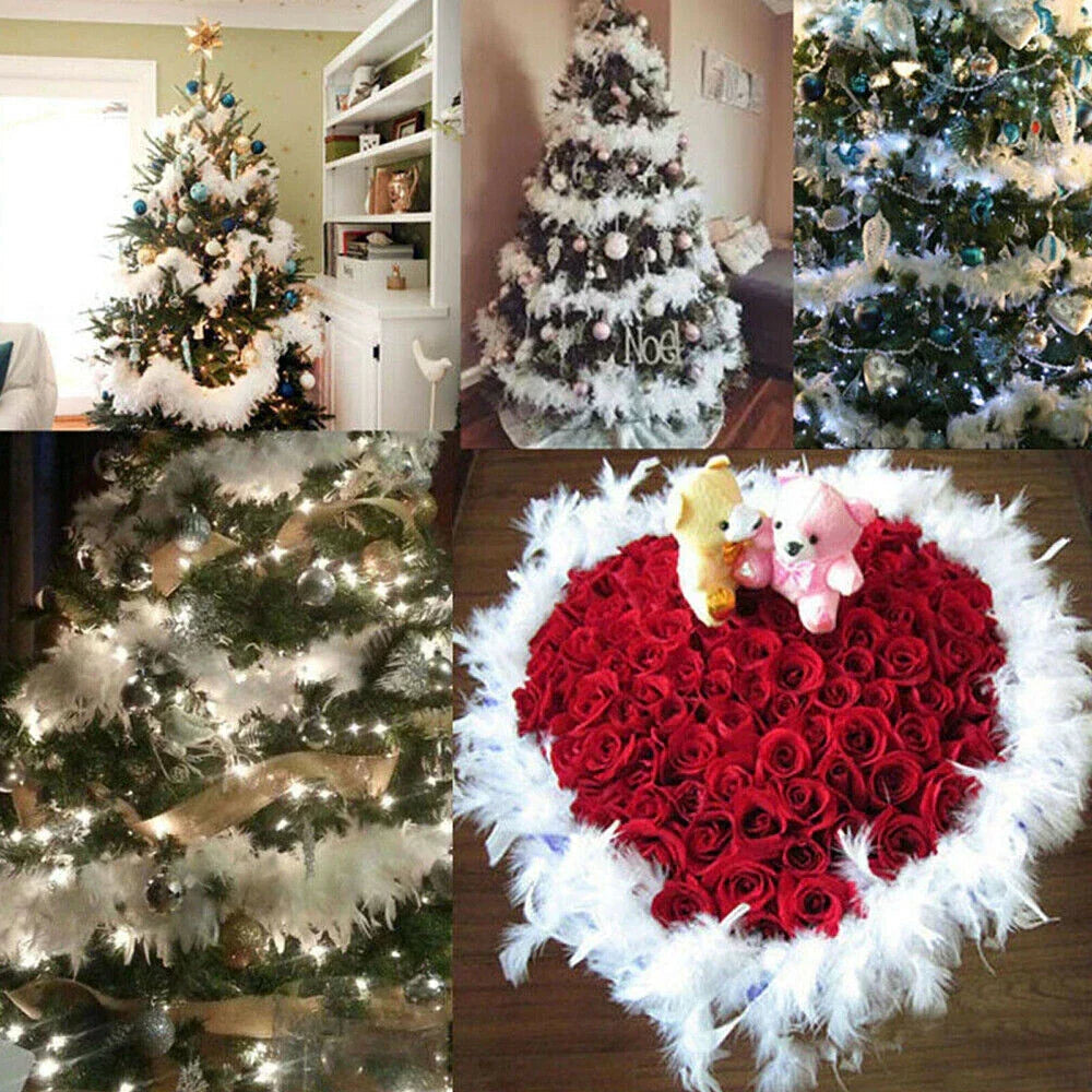 2M Christmas Tree White Feather Boa Strip Xmas Ribbon Home Party Garland❀ CorbyCart