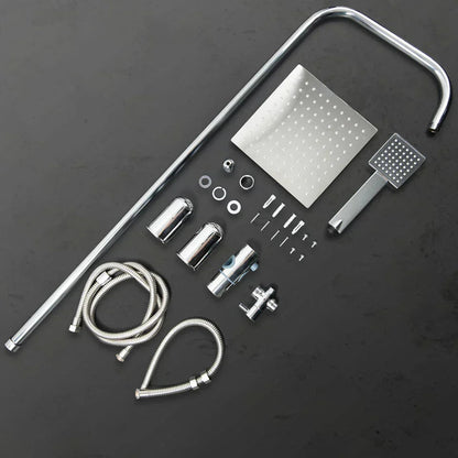 Shower Kit Twin Head 2 Mixer Shower Heads Rail Hose Riser Square Bathroom Set CorbyCart