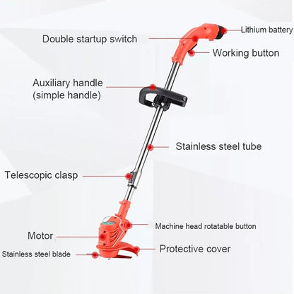 3-in-1 Cordless Strimmer Grass Trimmer Cutter Garden Lawn Edger + 2x 12V Battery CorbyCart