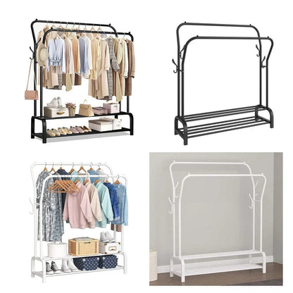 Heavy Duty Metal Double Rail Clothes Garment Hanging Rack Shelf Display Stand UK CorbyCart