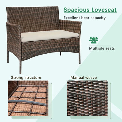 4pcs Rattan Outdoor Garden Furniture Sofa Set Table & Chairs CorbyCart