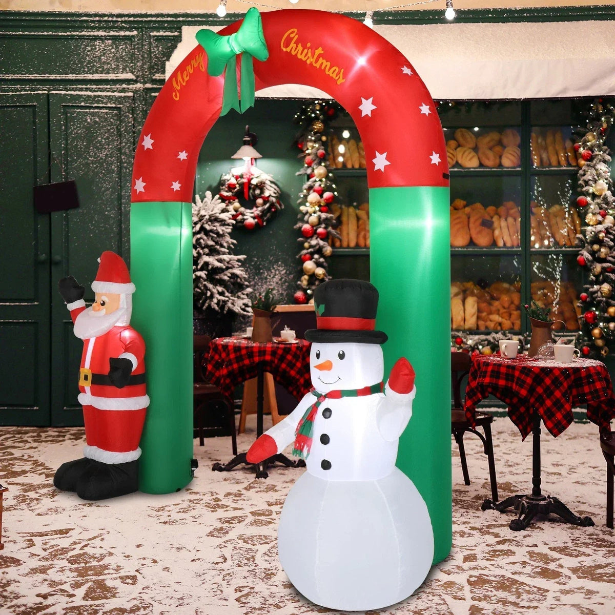 2.4M Christmas Arch Inflatable with Santa & Snowman & LED Lights Outdoor Decor CorbyCart