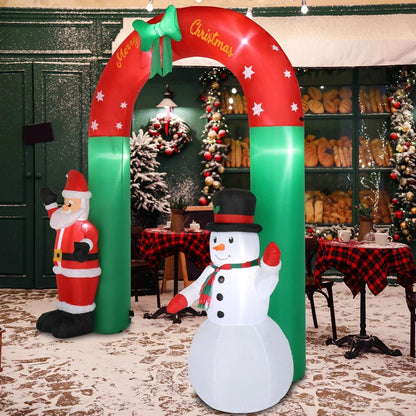 2.4M Christmas Arch Inflatable with Santa & Snowman & LED Lights Outdoor Decor CorbyCart