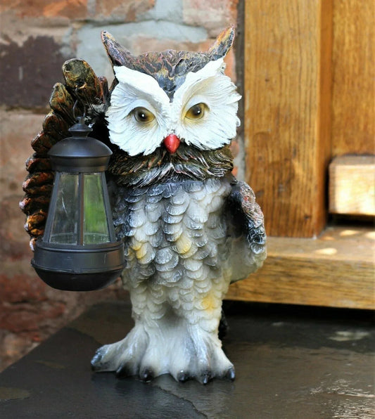 Garden Solar Ornament Owl Bird Light Up LED Lantern Statue Figurine Decor Patio Corbycart
