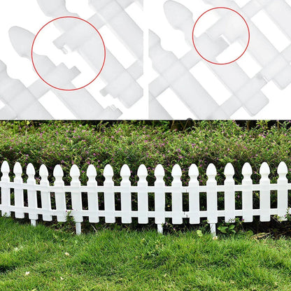 4,8,12 PCS White Plastic Picket Fencing Wooden Effect Lawn Border Edge Garden Edging Corbycart