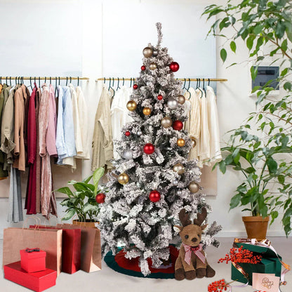 5/6FT Snow Flocked Christmas Tree Bushy Branch Xmas Home Decoration In&Outdoor CorbyCart