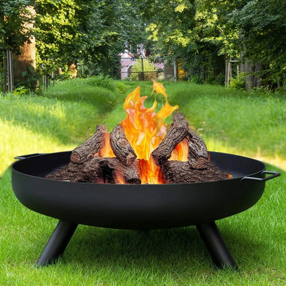 24" Round Fire Pit Folding Patio Garden Bowl Outdoor Camping Heater Log Burner Corbycart