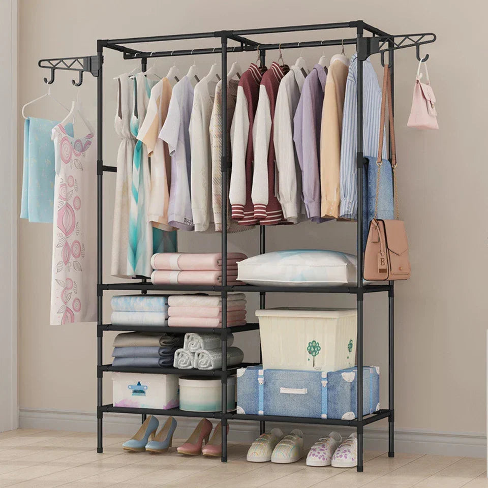 Heavy Duty iron Clothes Rail Stand Rack Storage Garment Shelf Hanging Display CorbyCart