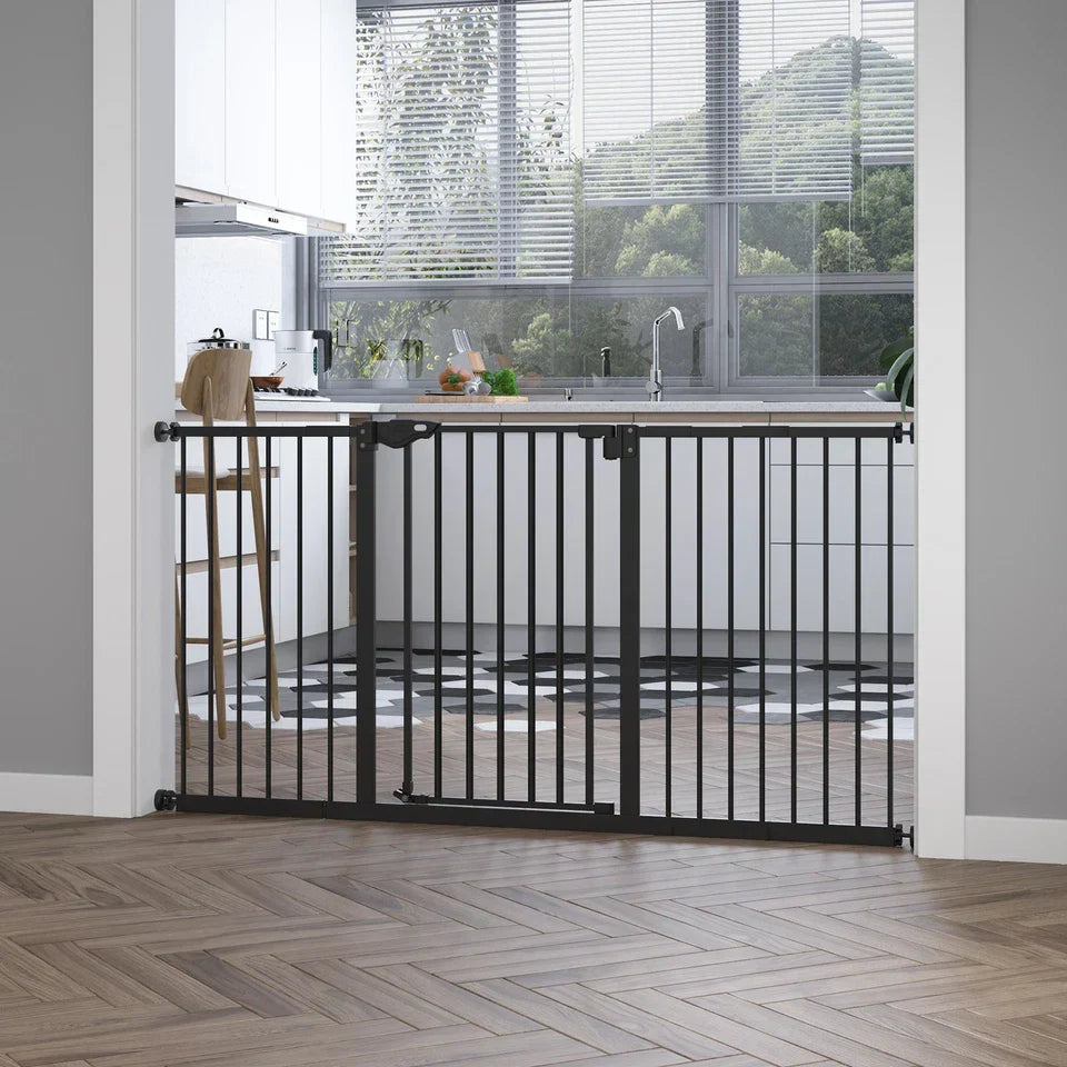 BabyDan Black Extra Wide Self Closing Kids Pressure Fit Stair Safety Gate Corbycart