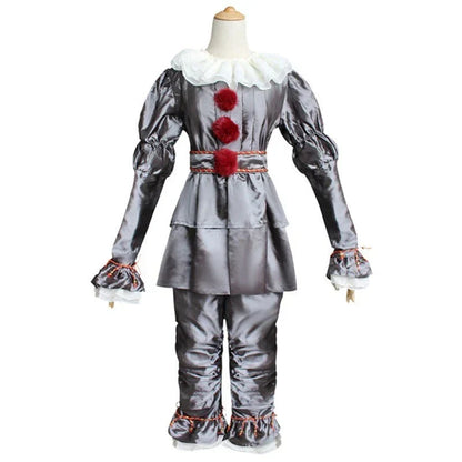 Adult Pennywise Clown Costume Halloween Cosplay Suit Outfit Fancy ( Dress Only)