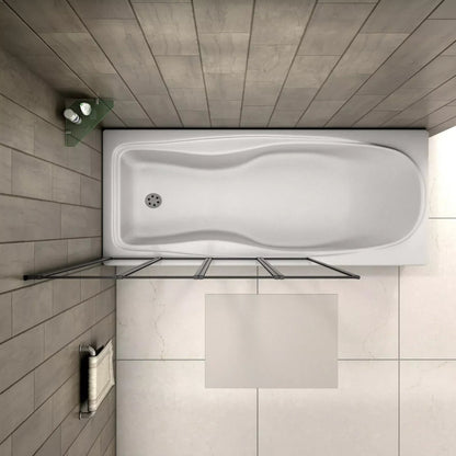 Matt Black 4 Fold Folding Bath Screen Shower Bathroom 4mm Glass Panel 1000x1400 CorbyCart