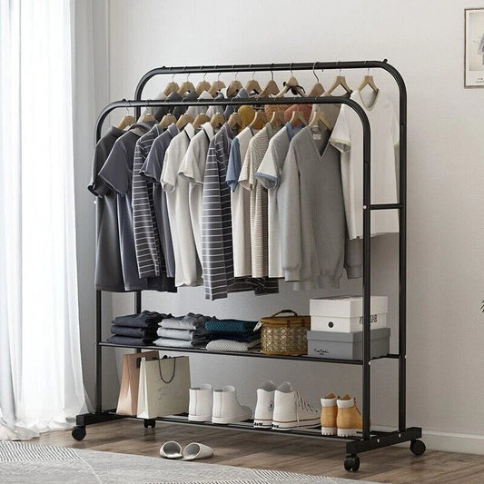 Industrial Pipe Garment Rack Coat Stand Rolling Clothe Rails CorbyCart