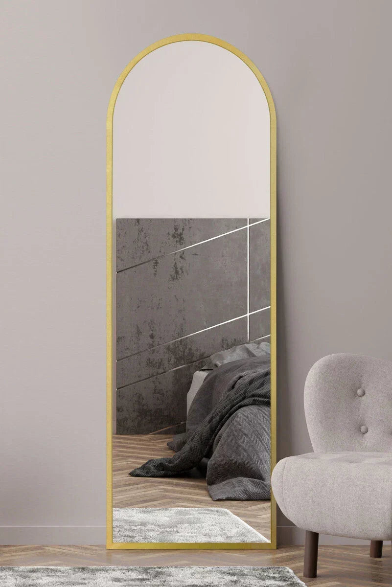 The Arcus New Extra Large Gold Framed Arched Mirror - 71" X 24" 180 x 60cm Corbycart
