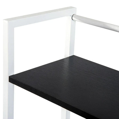 Computer Desk Laptop Table w/4-tier Bookshelf Metal Frame Black, White