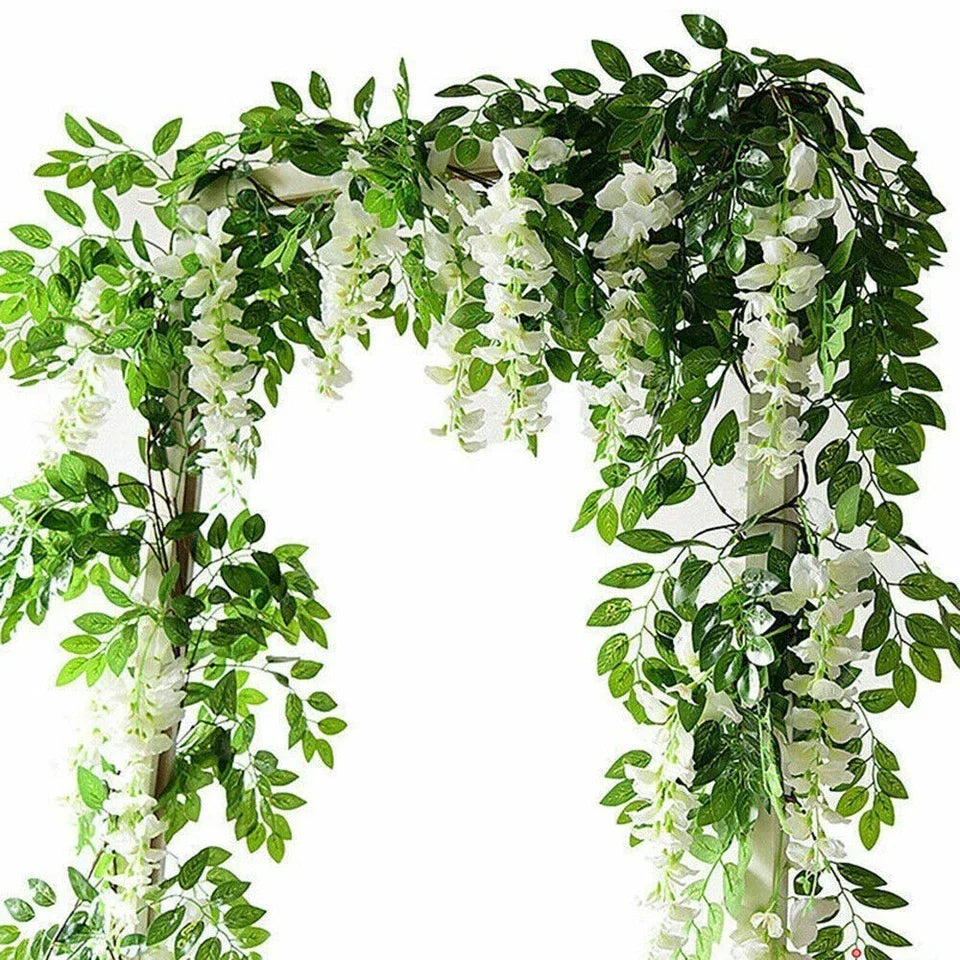 2X7FT Artificial Wisteria Vine Garland Foliage Flower Plant Trailing Home Decor Corbycart