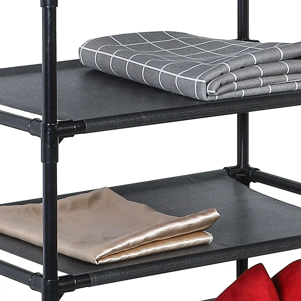 Heavy Duty Clothes Rail Garment Hanging Rack Shoe Storage Shelf Display Black CorbyCart