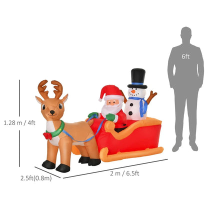 6.5ft Christmas Inflatable Santa Claus on Sleigh Deer LED Lighted for Decoration CorbyCart