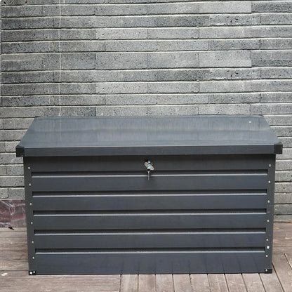Dark Grey 420L Metal Storage Box Garden Outdoor Shed Utility Cushion Chest Truck