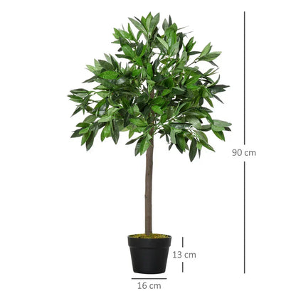 Pair Of 90cm/3FT Artificial Bay Laurel Topiary Trees w/Pot Fake Plant