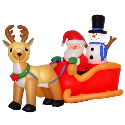 6.5ft Christmas Inflatable Santa Claus on Sleigh Deer LED Lighted for Decoration CorbyCart