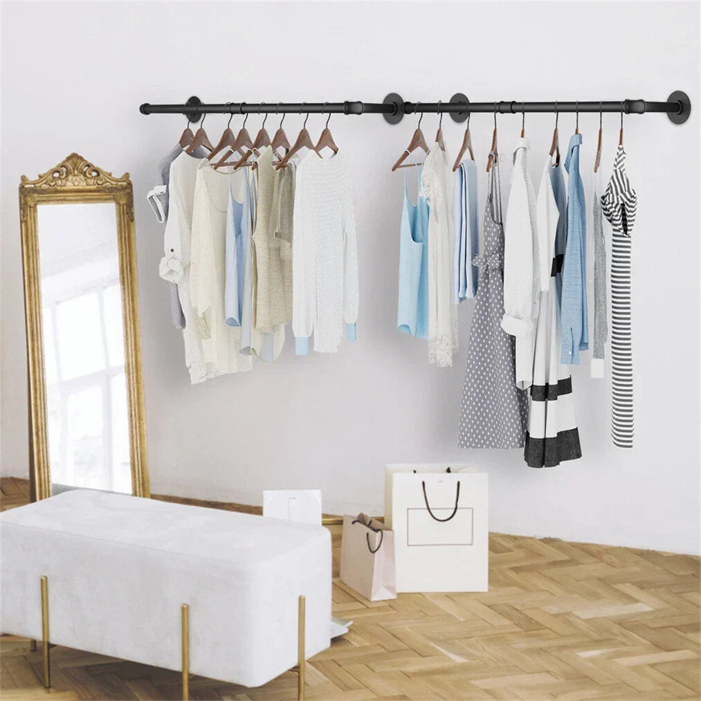 2X Super Strong Bearing Metal Pipe Clothes Rack Clothes Hanger Pole Garment Bar