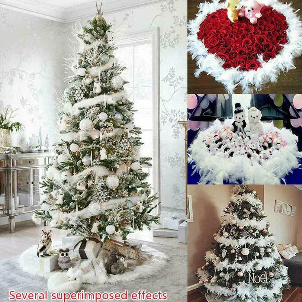 2M Christmas Tree White Feather Boa Strip Xmas Ribbon Home Party Garland❀ CorbyCart