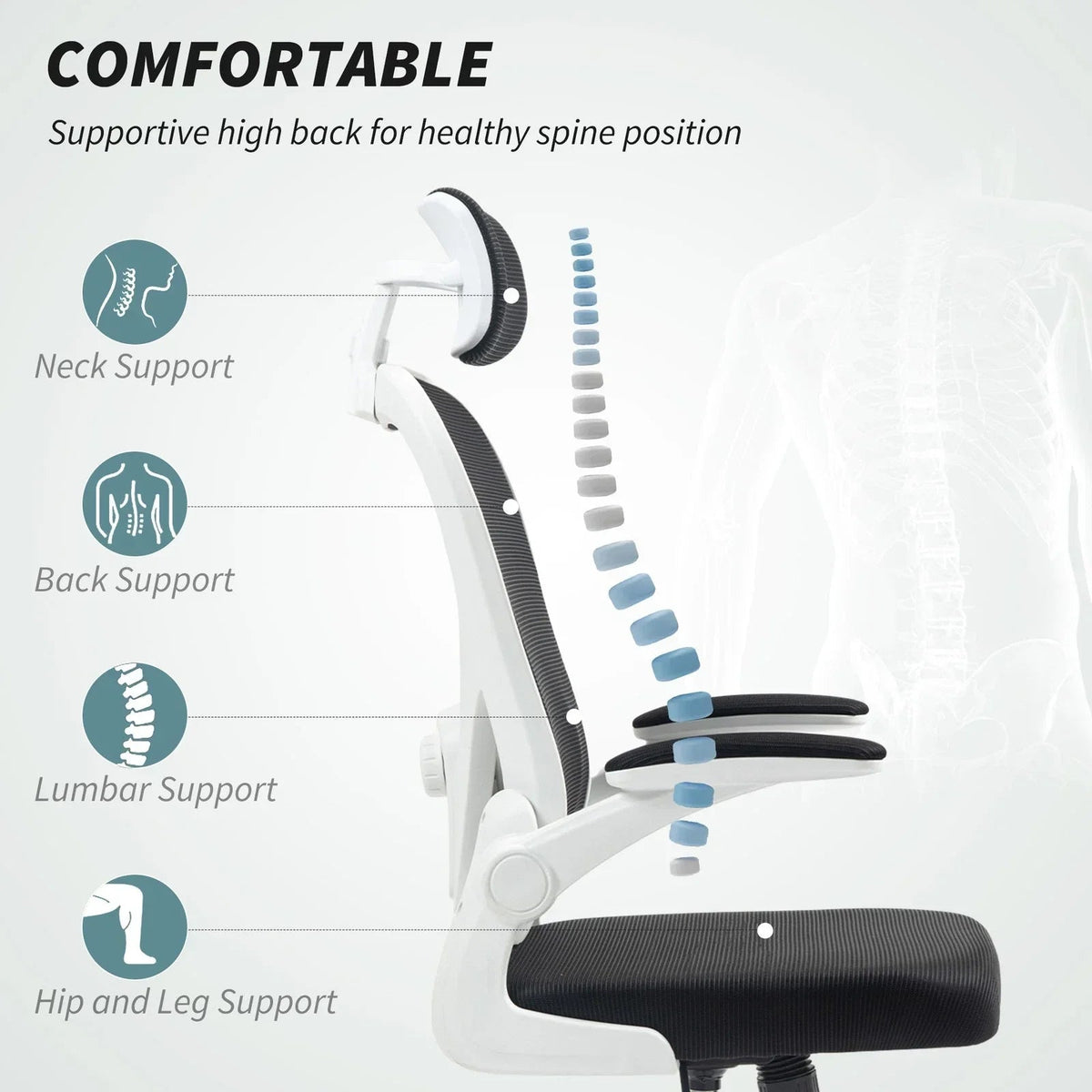 Ergonomic Mesh Office Chair with Headrest, Lumbar Support, Black CorbyCart