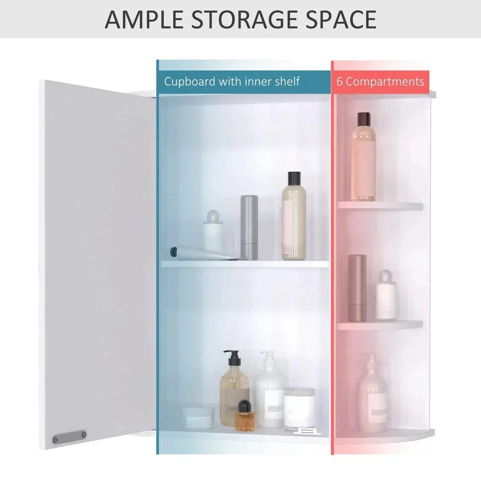 Wall Mounted Bathroom Cabinet with Mirror Single Door Storage Shelves CorbyCart