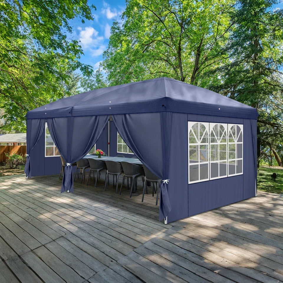 3x6M Pop Up Gazebo Outdoor Patio Party Event Heavy Duty Canopy w/ 6 WallSides UK