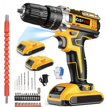 2 Battery 21V Cordless Drill Combi Driver High Power Electric Screwdriver Set UK CorbyCart