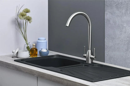 Kitchen Sink Single black  1.0 Bowl Reversible Inset With Waste Kit