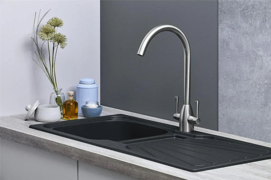 Kitchen Sink Single black  1.0 Bowl Reversible Inset With Waste Kit CorbyCart