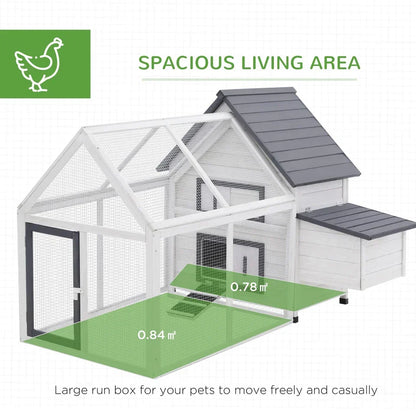 Wood Chicken Coop Pet Poultry Hen House Backyard with Nesting Box Ramp Run