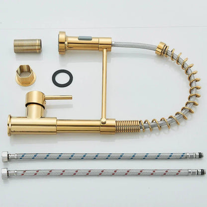 Modern Gold Kitchen Mixer Taps Pull out Spray 360° Mono Single Lever Sink Faucet