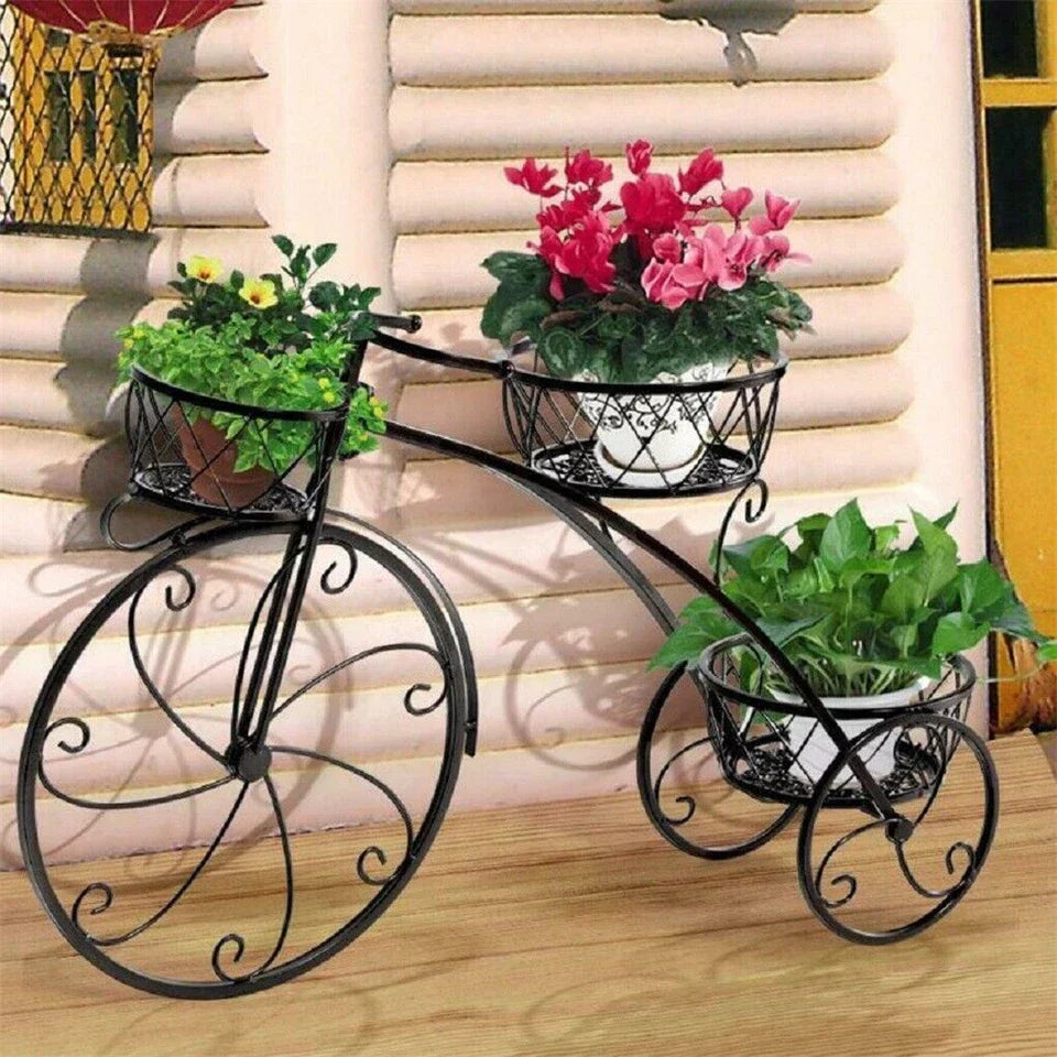 Bicycle Planter Metal Plant Stand Garden Bike Flower Pot Cart Holder Basket Deco Corbycart