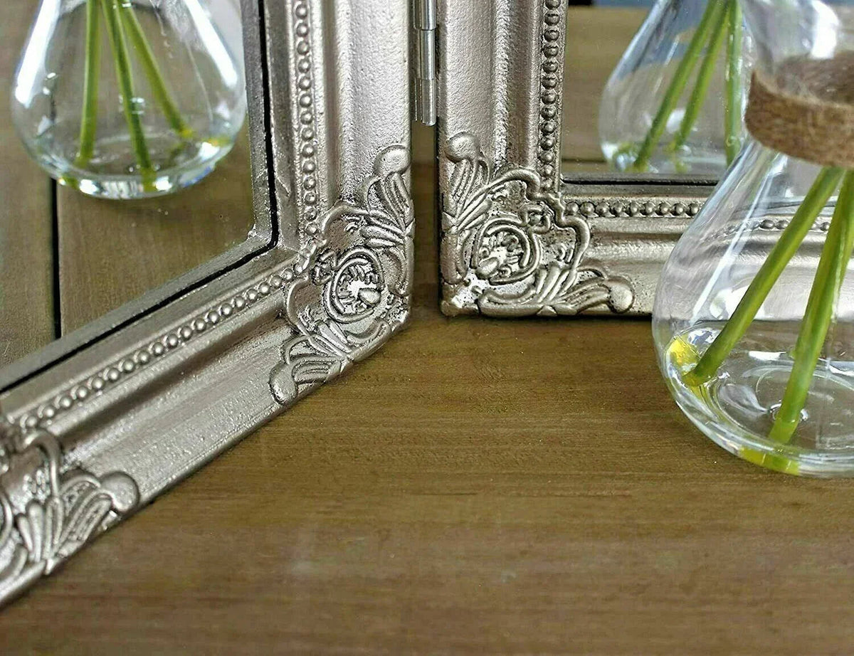 Large Dressing Table Mirror Home Decor Folding 3 Sided Tri Fold Champagne Vanity CorbyCart