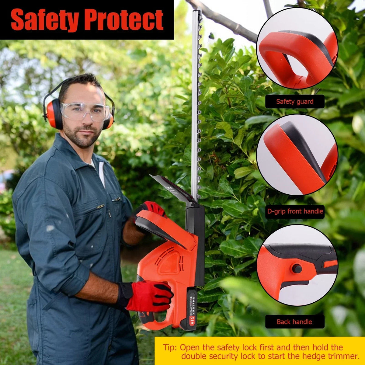 Brushless Cordless Hedge Trimmer Tree Branch Cutter Tool with 2Battery & Charger CorbyCart