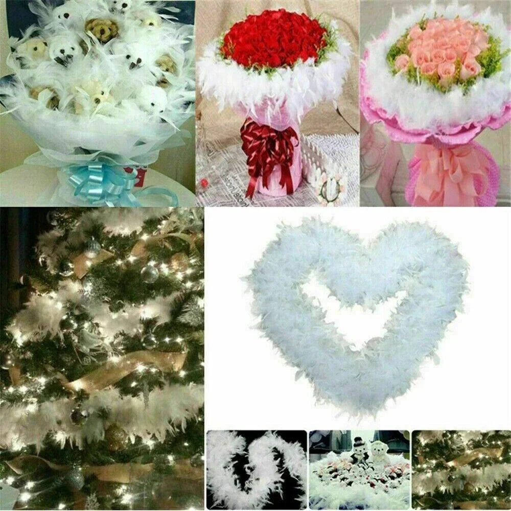 2M Christmas Tree White Feather Boa Strip Xmas Ribbon Home Party Garland❀ CorbyCart
